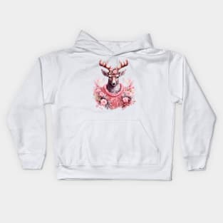 Pink Christmas Deer Kids Hoodie